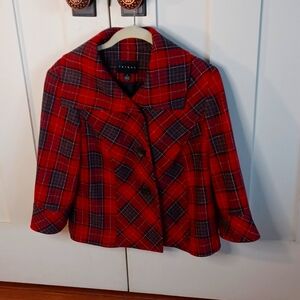 Womens red plaid dressy jacket